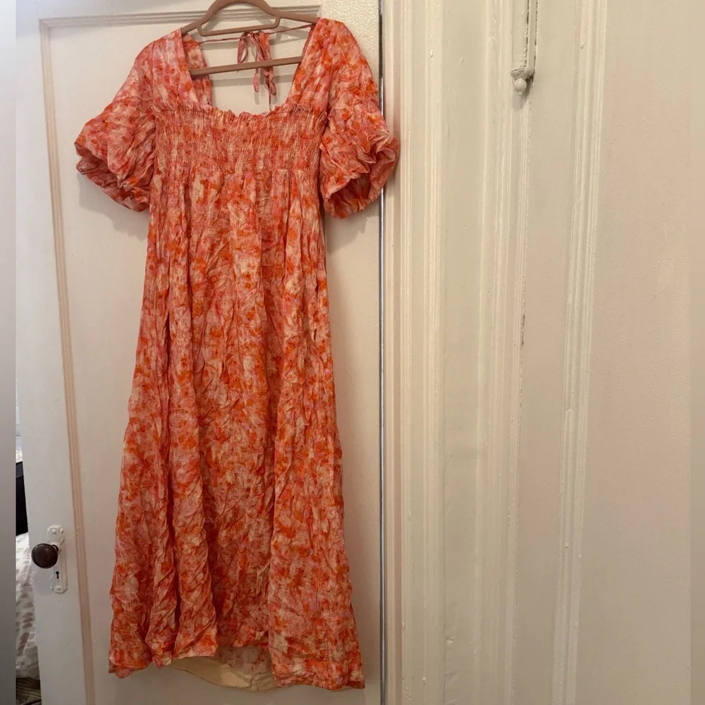 Anthropologie Orange Floral Maxi Dress - Picture 1 of 4